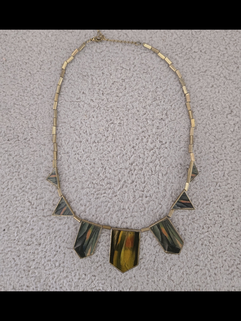 House Of Harlow Gold-Tone Geometric Green Statement Necklace - Picture 7 of 7